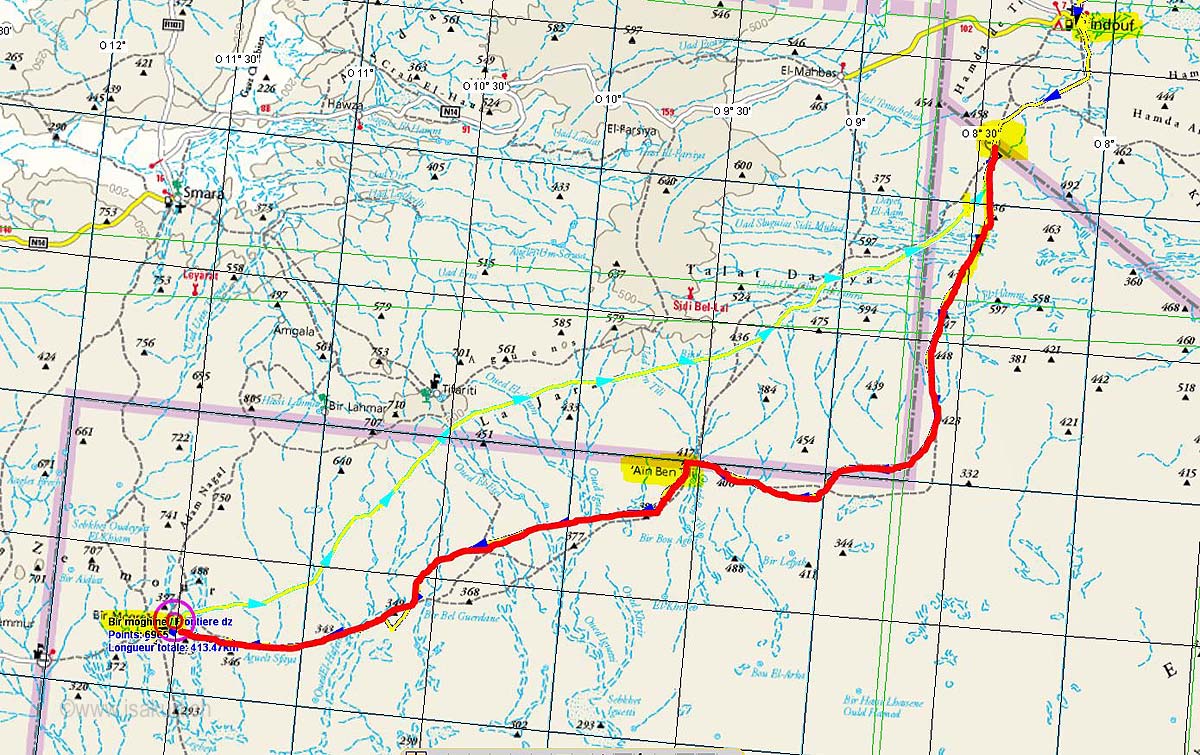 Carte piste PK75 - Bir Mogrein